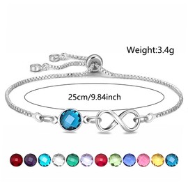 HEYEJET December Birthstone Bracelet December Birthday Gifts for Women Girls Crystal Birthstone Jewellery for Female Mum Daughter Sister Friends Link Chain Bracelet Adjustable (December)