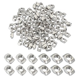 PATIKIL 2020 Series M5 t Nuts, 100pcs t Slot Nut Hammer Head Fastener Nut, Nickel Plated Carbon Steel Nut for Aluminum Profile l Silver