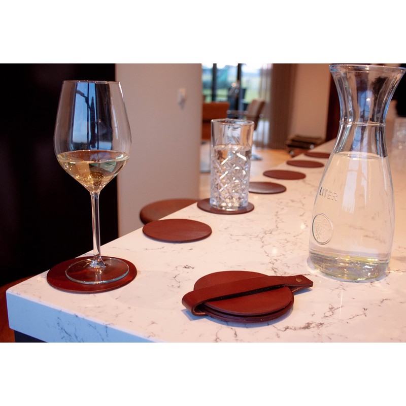 Brute Strength - Full Grain Leather Coasters - Cognac -