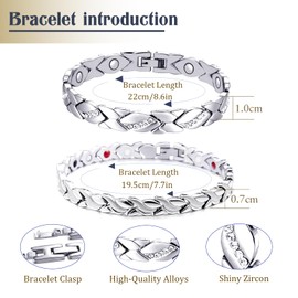 LOCCY Women's Magnetic Bracelet, Pack of 2, Magnetic Bracelet, Heart Magnetic Bracelet with Ultra Strong Magnets, Gift for Birthdays, Christmas, Valentine's Day, Anniversary, Metal