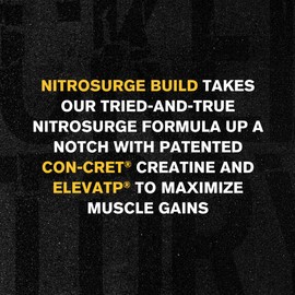 Jacked Factory Nitrosurge Build Pre Workout with Creatine for Muscle Building - Con Cret Creatine Powder & elevATP for Intense Energy, Powerful Pump, & Endless Endurance - 30 Servings, Cherry Bomb