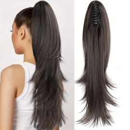 Heat Resistant Synthetic Hair Claw Clip Ponytail Extension for Women Adds Volume Natural Looking Long Wavy Ponytail HairpiecesHair Length: 20INCH, color: M46