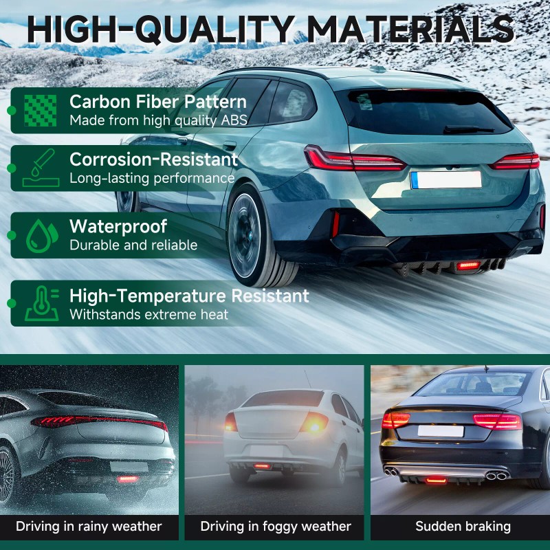 GOODFITMENT Rear Bumper Diffuser Spoiler Lip LED Tail Brake Stop