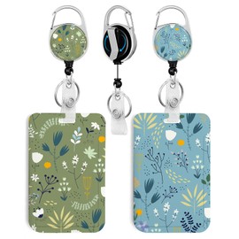 2 Pack Flower ID Badge Holder with Heavy Duty Retractable Reel Keychain for WomenStudents,Teachers, Nurses, Office Use 4