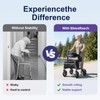 BlessReach Rollator Walkers for Seniors with Seat, Lightweight Walker, Blue