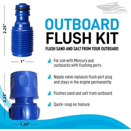 Seaworks Marine Outboard Engine Flush Connect Kit, for Outboard Engines Including Mercury, Yamaha, Suzuki, Mariner and More, Blue