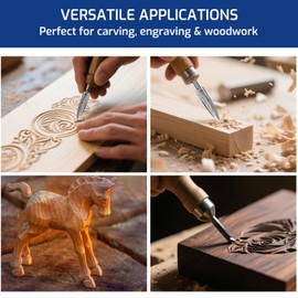 AzureRay Wood Cutter Set of 5, Wood Carving Tool with 3 mm Shaft for Wood Carving, Reliefs & Model Building, Wood Carving Tool, Rustproof and Durable
