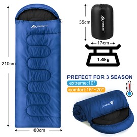 Forceatt Sleeping Bag 3 Seasons Sleeping Bag Small Pack Size Summer Sleeping Bag / Winter Sleeping Bag Blanket Sleeping Bag Camping Travel Festival Suitable for Various Seasons (1.4 kg)