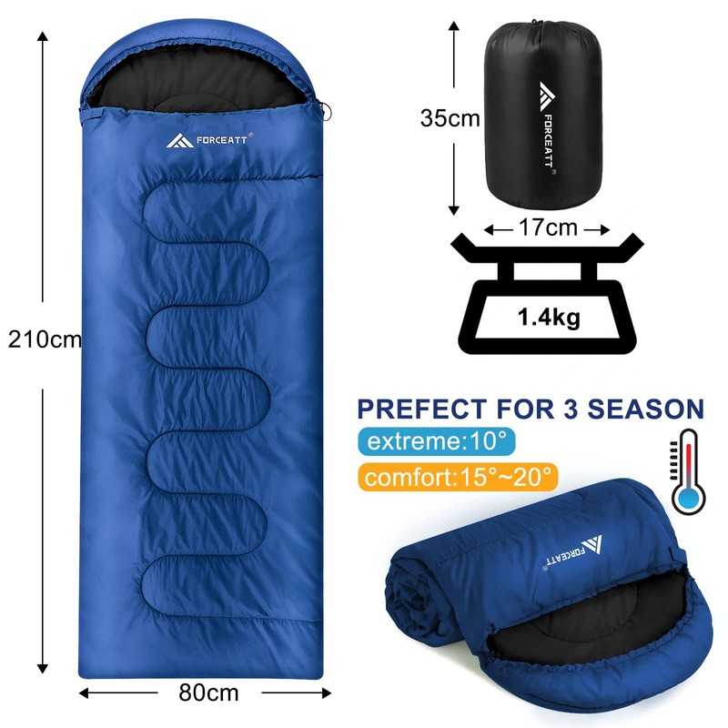 Forceatt Sleeping Bag 3 Seasons Sleeping Bag Small Pack Size