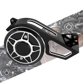 HCmotorku CNC Aluminum Drive Pulley Engine Cover Set Fit for Harley Sportster S RH1250S Nightster RH975 2021–2023 Left Side Upper Belt Guard Replacement Black