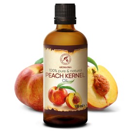 Pfirsichkernöl 100ml - Italien - 100% Rein & Natürlich - Basisöl - Pfirsichöl Reich an Vitaminen - Kaltgepresst & Raffiniert - Nährend - Pflege fur Gesicht - Körper - Haut - Entspannung - Massage