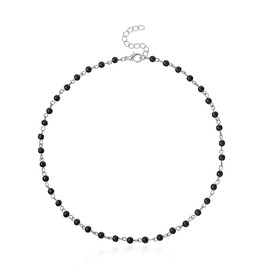 LAKJUOZ Boho Choker Necklace, Chain Beach Black Pearl Necklace, Jewellery Accessories for Women and Girls, Crystal Chain Pendant Necklaces, Short Jewellery for Women and Girls