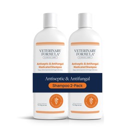 Veterinary Formula Clinical Care - Champú Medicado Antiséptico y Antifúngico para Perros y Gatos - Alivia Piel Escamosa, Grasienta y Roja - Sin Parabenos, Sin Colorantes, Sin Jabón (Paquete de 2)