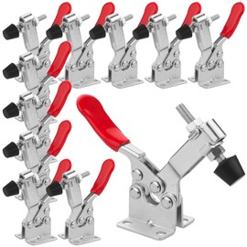 AConnet Adjustable Toggle Clamp 12 Pack 201-B Style Quick Release Toggle Latch Hold Down Clamp Antiskid Red Horizontal Clamps 360Lbs Holding Capacity Quick Release Woodworking Tool