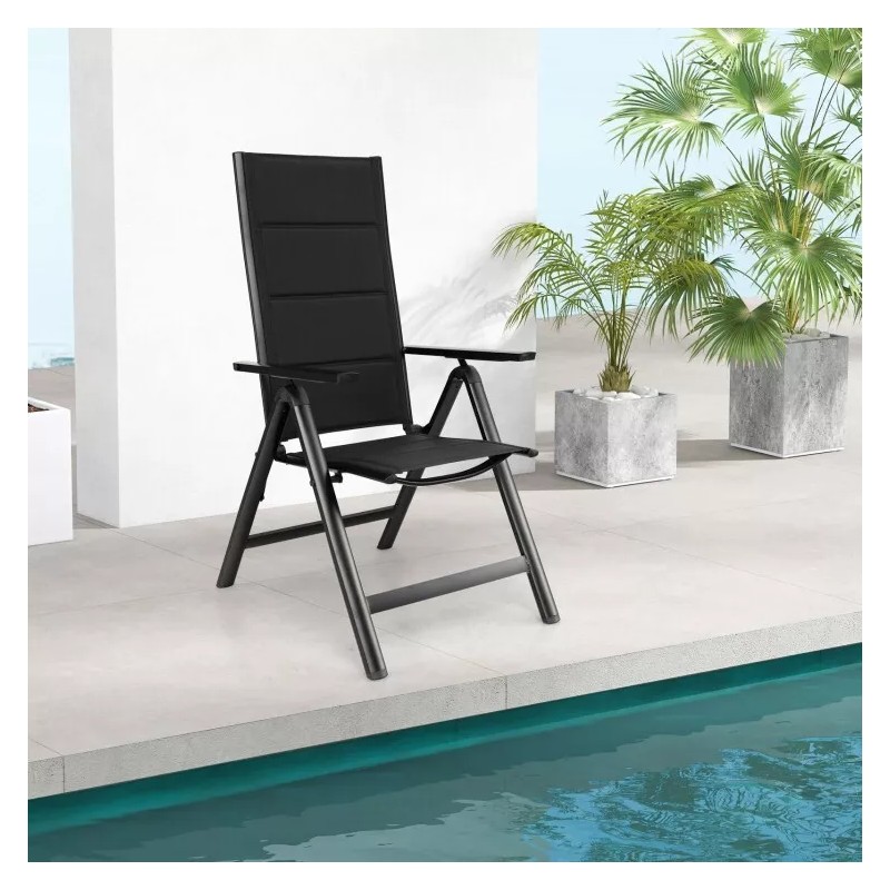 Costway Patio Outdoor Dining Chair High Back Armchair w/7 Position