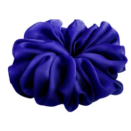 38 Colors Available, Big Scrunchies for Hair, Soft Cheer Chiffon large Ponytail Holder, Cute Birthday Gift for Women Girl Teen, Holiday Accessory (Chiffon Royal Blue)