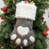 SherryDC Dog Cat Paw Christmas Stockings, Plush Hanging Socks for