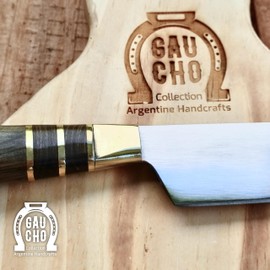 Grill Steak Knife Argentina Gaucho Collection Professional Quality Stainless Steel Handmade Guayubira Hardwood Bronze Handle, Blade: 15cm (6in), Total: 26cm (10in)