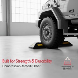 Pyle Curb Garage Vehicle Floor Stopper for Parking Safety 1PC Heavy Duty Rubber Parking Lot Driveway Stopper, For Car Vans Trucks Tire Wheel Guide Block Protect Bumper- Pyle PCRSTP11