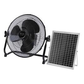 Tujoe 14 Inch Solar Panel Powered Fan, 2 in 1 Solar Panel or AC Charger Powered Fan 12W 9V Portable for Chicken Coop Greenhouse Household Exhaust Camping Travel Outdoor(Black)