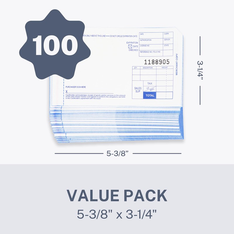 2 Part Short Credit Card Imprinter Sales Slips, Pack of