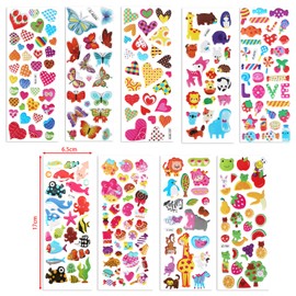 20 Sheets of 3D Stickers for Kids & Toddlers, Multiple Designs Self-Adhesive Puffy Stickers Includes Animals Numbers Letters Fruits for Scrapbooking Journal Water Bottle DIY Craft (Girl Style)