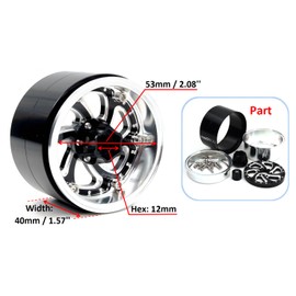HOBBYSOUL 2.2 Beadlock Wheels Wide 40mm Adjustable Offset Rims for 1/10 RC Mud Crawler SCX10 Capra TRX4 Gen8 Everest gen 7 Pro Upgrades, HS701600