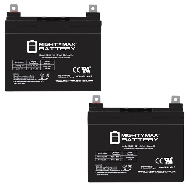 Mighty Max Battery ML35-12 - 12V 35AH SLA Battery for Pride,Jet 3,Jet 7,LX,Legend,Legend XL - 2 Pack
