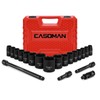 CASOMAN 1/2-Inch Drive Shallow Impact Socket Set, Metric, 10mm-32mm, CR-V,