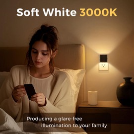 L LOHAS LED Night Light 2 Pack, Night Lights Plug into Wall, Dusk to Dawn Sensor, Soft White 3000K, 0-100LM Adjustable Brightness, Dimmable NightLight for Bathroom Hallway Kitchen