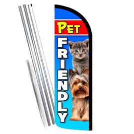 Pet Friendly Premium Windless Feather Banner Flag Kit (Flag, Pole, & Ground Mt)