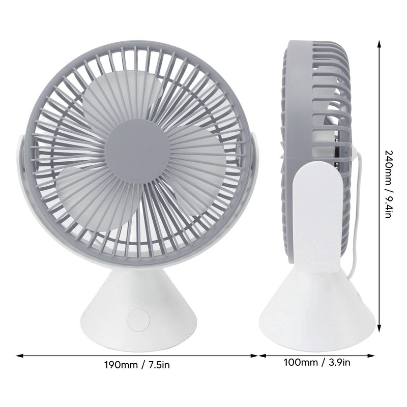 Mini Desk Fan with Hook USB Rechargeable 3 Speeds Wind