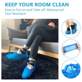 100 PCS (50 Pairs) Disposable Plastic Shoe Covers Rain Overshoes Protector Waterproof