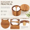Salt Cellar, Acacia Wood Salt Container with Built‑in Spoon &
