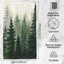 SAYOUZ Watercolor Spruce Green Forest 2 Pack Hand Towels for Bathroom, Highly Absorbent Soft Hanging Kitchen Dish Towel Spa Gym Towels for Home Decor & Gift Idea,14"X28"