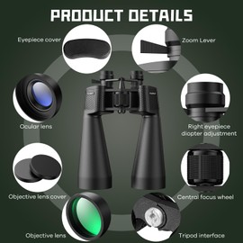 15-35x70 Binoculars for Adults High Powered, 35x HD Zoom for Stargazing & Bird Watching, Waterproof Binocular with Tripod Adapter, Ideal Essentials for Cruise Ship, Travel, Camping, Outdoor, Hunting