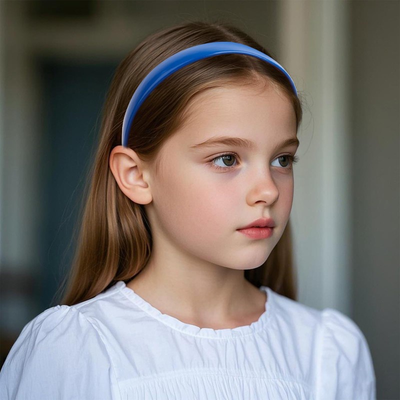 AMCAMI Navy Blue Headband 1 Inch PU Leather Headband Wide