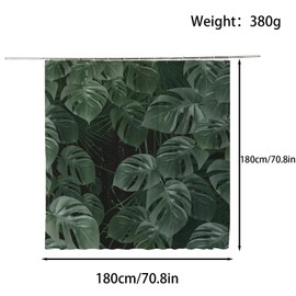 FAIRYGATE Anti Mould Shower Curtain Rainforest Shower Curtains Tropical Jungle Forest Palm Leaf Green Plant Bathroom Decor Fabric Curtains with Hooks B8022