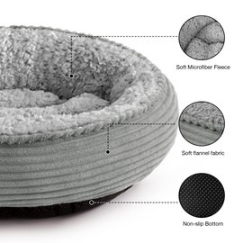 Love's cabin Round Donut Cat and Dog Cushion Bed, 20in Pet Bed for Cats or Small Dogs, Anti-Slip & Water-Resistant Bottom, Super Soft Durable Fabric Pet beds, Washable Luxury Bed Solid Grey Stripe