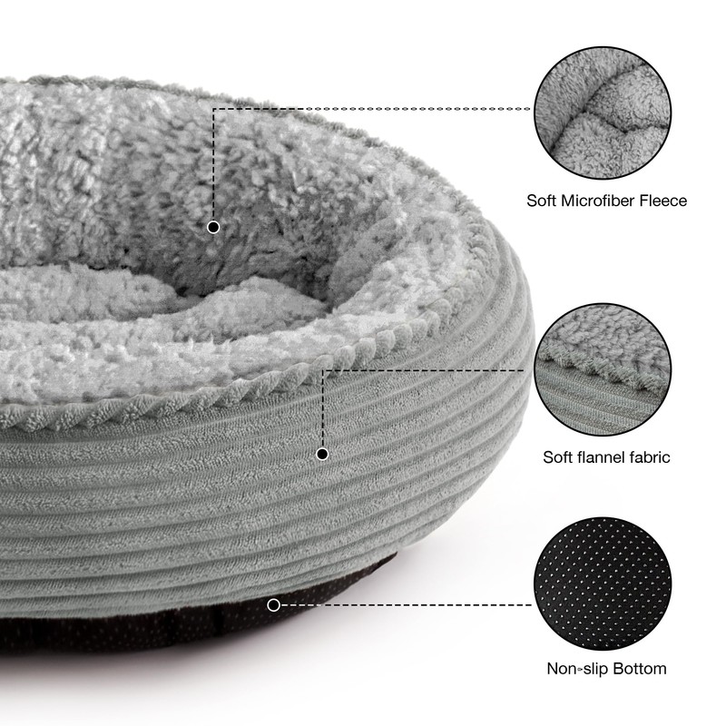 Love's cabin Round Donut Cat and Dog Cushion Bed, 20in
