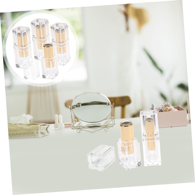 SAFIGLE 4Pcs Transparent DIY Lipstick Tubes Refillable Lipstick Storage Containers