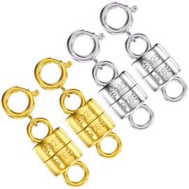 OHINGLT 925 Sterling Silver Magnetic Necklace Clasps and Closures,Gold and Silver Magnetic Clasp Converter for Jewelry Making Supplies,Chain Extender Connector for Small Necklace Bracelet