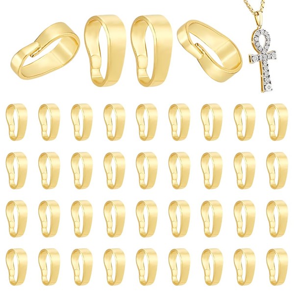 HOBBIESAY 40Pcs Snap on Bails 7mm Gold Snap Bail Hook