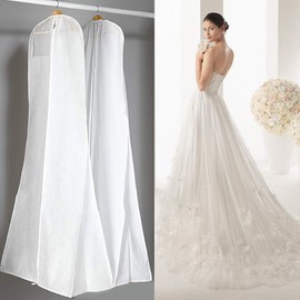 Gabkey Hanging Wedding Dress Bridal Gown Garment Cover Storage Bag Carry Zip Dustproof White