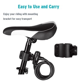 Titanker Bike Locks with Keys, Bike Lock Cable 4 Feet Coiled Secure Bike Cable Lock with Mounting Bracket, 1/2 Inch Diameter