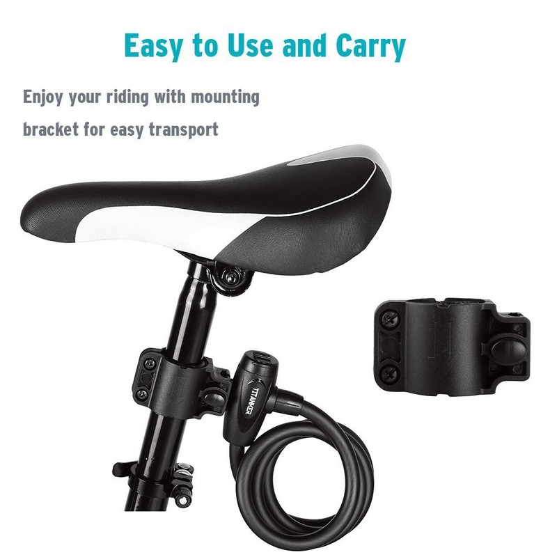 Titanker Bike Locks with Keys, Bike Lock Cable 4 Feet