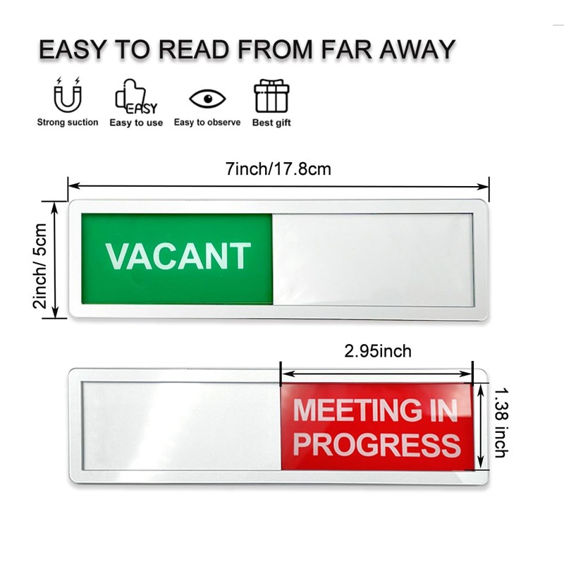 LICQIC Privacy Sign, VACANT/MEETING IN PROGRESS - Sliding Door Sign