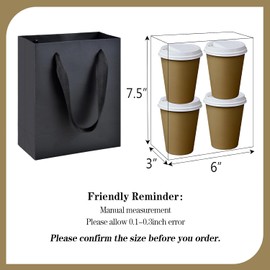 Aosric 20 Pack 6x3x8 Black Gift Bags – Small Sturdy & Reusable Premium Gift Bags for Jewelry, Perfume, Skincare, Cosmetics, Boutique Gift, Party Favors, Weddings, Birthdays, Christmas and Holidays