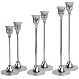Candle Holders 6pcs Taper Candlestick Holders for Table Centerpiece Home Decor - Morden Sliver Candle Stick Holders for Festival Wedding Party Anniversary Date Mantel Dinning Room