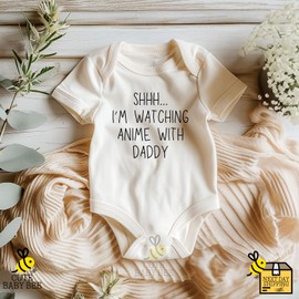 Shhh I'm Watching Anime With Daddy Bodysuit, Funny Anime Baby Onesie®,Cute Anime Family Outfit, Anime Dady Bodysuit (Natural, 12-18 Months)